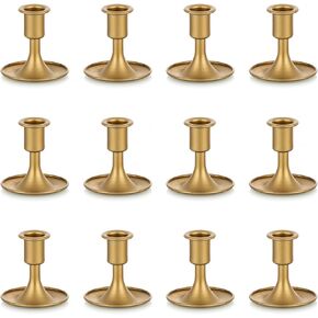 Sziqiqi Candle Stick Holder Set - 12 Pieces Black Candlestick Holders Halloween Centerpiece for Table Decorative Candle Holder Set for Thanksgiving Day Easter