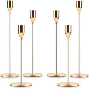 Matte Black Taper Candle Holder Set of 6, Tall Candlestick Holders, Metal Vintage Candle Stickers Long Holder Set, Pillar Decorative Candle Holder Fits 3/4 Inch Candle for Wedding, Dinner, Party…