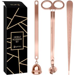JAFFIES Candle Wick Trimmer, 3 in 1 Candle Accessory Set Used As Candle Care Kit Includes Candle Wick Dipper, Candle Snuffer & Candle Wick Cutter for Smoke-Free Flame to Gift a Candle Lover(Rose Gold) in Saudi Arabia