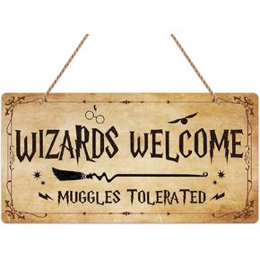 لافتة باب من دي 4 دريم ويزاردز بعبارة Welcome Muggles Tolerated مقاس 11.8×5.9 انش بتصميم عتيق للتعليق على الحائط لديكور المنزل والاماكن الداخلية والخارجية in Kuwait
