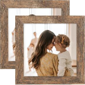 VSIONROCK 10x10 Brown Picture Frames Set of 2, Display Pictures 8x8 with Mat or 10x10 Without Mat for Wall Mounting and Tabletop, Made of High Definition Glass in Saudi Arabia