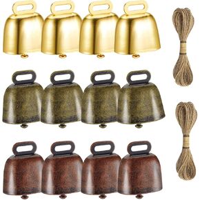 12 قطعة أجراس نحاسية لحصان البقر والأغنام لمسافات طويلة وأجراس الحديد للأغنام والنحاس بصوت عالٍ من النحاس البرونزي، سلسلة من خيوط القنب للبقرة، وأغنام الحصان، وديكور الكريسماس in Kuwait