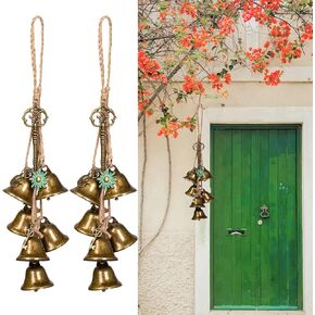 Ausicfen Set of 2 Christmas Cow Bell Brass Bells,Large Gold Cow Bells Christmas Decor,Rustic Brass Bells Vintage Christmas Bells for Decoration(Vintage Christmas Bell)