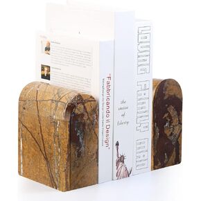 Koville Luxury African Marble Bookends for Shelves, Non-Skid Book Ends, 13LBS Ultra Heavy Duty Marble Book Holder Organizer, Apartment Decor for Movies/CD/Video Games(Namib Fantasy)