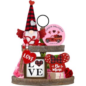 KnomeKo Valentines Day Tiered Tray Decor Valentines Cupid Gnome Plush Decorations for Home New Year Farmhouse Valentines Centerpieces Decor Valentine Love Signs Decor Valentines Day Gift in Saudi Arabia