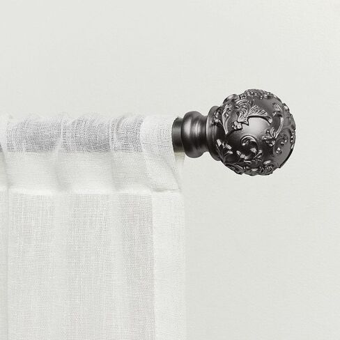 Exclusive Home Vine 1" Curtain Rod and Finial Set, Distressed White, Adjustable 36"-72" in Saudi Arabia