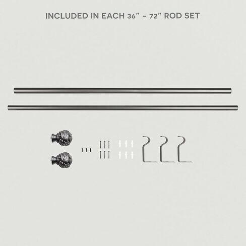 Exclusive Home Vine 1" Curtain Rod and Finial Set, Distressed White, Adjustable 36"-72" in Saudi Arabia