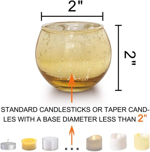 مجموعة حوامل شموع نذرية من Letine Gold مكونة من 36 قطعة - حامل شموع زجاجي ذهبي زئبقي مرقط دائري - مثالي لقطع الزفاف المركزية وديكور المنزل in Kuwait