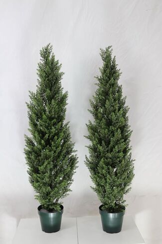 Pre-Potted 4' Artificial Cedar Topiary Outdoor Indoor Tree (Pack of 2) in Kuwait