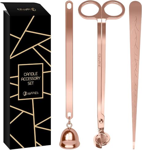 JAFFIES Candle Wick Trimmer, 3 in 1 Candle Accessory Set Used As Candle Care Kit Includes Candle Wick Dipper, Candle Snuffer & Candle Wick Cutter for Smoke-Free Flame to Gift a Candle Lover(Rose Gold) in Saudi Arabia