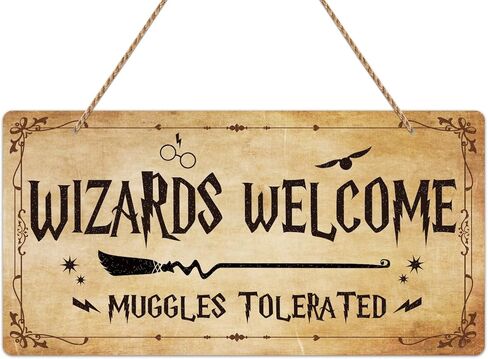 لافتة باب من دي 4 دريم ويزاردز بعبارة Welcome Muggles Tolerated مقاس 11.8×5.9 انش بتصميم عتيق للتعليق على الحائط لديكور المنزل والاماكن الداخلية والخارجية in Kuwait