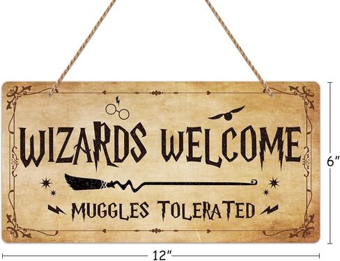 لافتة باب من دي 4 دريم ويزاردز بعبارة Welcome Muggles Tolerated مقاس 11.8×5.9 انش بتصميم عتيق للتعليق على الحائط لديكور المنزل والاماكن الداخلية والخارجية in Kuwait