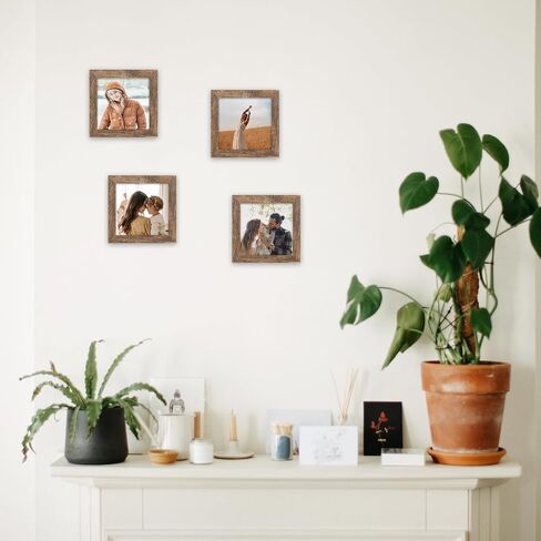 مجموعة إطارات صور بنية مقاس 10x10 من VSIONROCK مكونة من قطعتين، صور عرض 8x8 مع حصيرة أو 10x10 بدون حصيرة للتركيب على الحائط وسطح الطاولة، مصنوعة من زجاج عالي الدقة in Kuwait