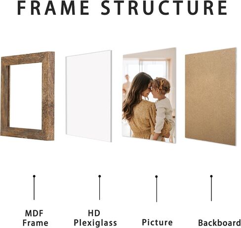 مجموعة إطارات صور بنية مقاس 10x10 من VSIONROCK مكونة من قطعتين، صور عرض 8x8 مع حصيرة أو 10x10 بدون حصيرة للتركيب على الحائط وسطح الطاولة، مصنوعة من زجاج عالي الدقة in Kuwait