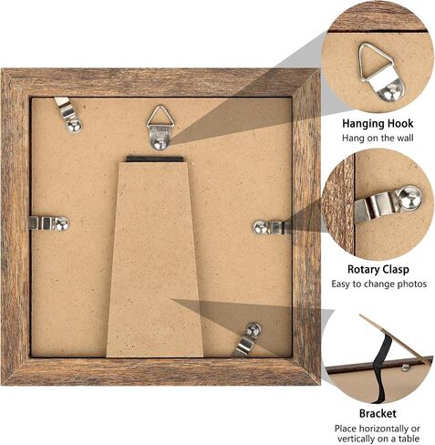 مجموعة إطارات صور بنية مقاس 10x10 من VSIONROCK مكونة من قطعتين، صور عرض 8x8 مع حصيرة أو 10x10 بدون حصيرة للتركيب على الحائط وسطح الطاولة، مصنوعة من زجاج عالي الدقة in Kuwait