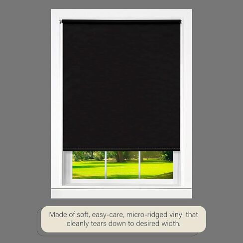 Cordless Tear Down Light Filtering Shade - 37 Inch Width, 72 Inch Length - White- Cord-Free Customizable Room Darkening Horizontal Mini Vinyl Windows Blinds for Interior by Achim Home Decor in Kuwait