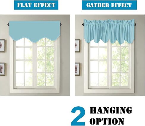 H.VERSAILTEX 2 Panels Blackout Curtain Valances for Kitchen Windows/Living Room/Bathroom Privacy Protection Rod Pocket Decoration Scalloped Window Valance Curtains, 52" W x 18" L, Ivory/Cream in Kuwait
