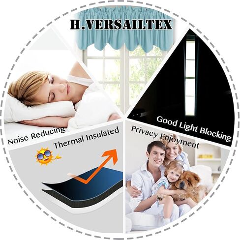 H.VERSAILTEX 2 Panels Blackout Curtain Valances for Kitchen Windows/Living Room/Bathroom Privacy Protection Rod Pocket Decoration Scalloped Window Valance Curtains, 52" W x 18" L, Ivory/Cream in Kuwait