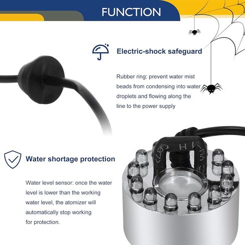 هانشين جهاز ترطيب الهواء بالموجات فوق الصوتية 12 مصباح LED يعمل بالموجات فوق الصوتية للحماية من نقص المياه لتزيين الهالوين ونافورة المياه والبركة in Kuwait