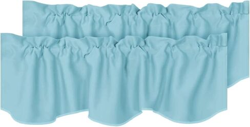 H.VERSAILTEX 2 Panels Blackout Curtain Valances for Kitchen Windows/Living Room/Bathroom Privacy Protection Rod Pocket Decoration Scalloped Window Valance Curtains, 52" W x 18" L, Ivory/Cream in Kuwait