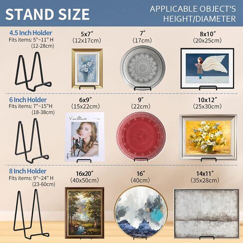 Plate Holder Easel Display Stand - 6 inch Metal Plate Stands for Display - Tabletop Picture Stand - Black Iron Easels for Display Pictures | Photo Frames | Book | Decorative Plates | Plaque - 4Pack in Saudi Arabia