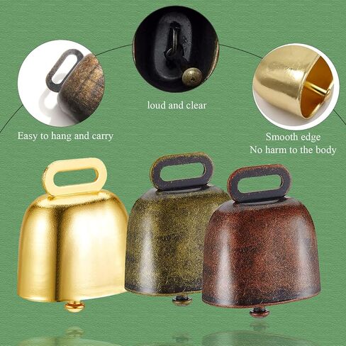 12 قطعة أجراس نحاسية لحصان البقر والأغنام لمسافات طويلة وأجراس الحديد للأغنام والنحاس بصوت عالٍ من النحاس البرونزي، سلسلة من خيوط القنب للبقرة، وأغنام الحصان، وديكور الكريسماس in Kuwait