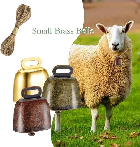 12 قطعة أجراس نحاسية لحصان البقر والأغنام لمسافات طويلة وأجراس الحديد للأغنام والنحاس بصوت عالٍ من النحاس البرونزي، سلسلة من خيوط القنب للبقرة، وأغنام الحصان، وديكور الكريسماس in Kuwait