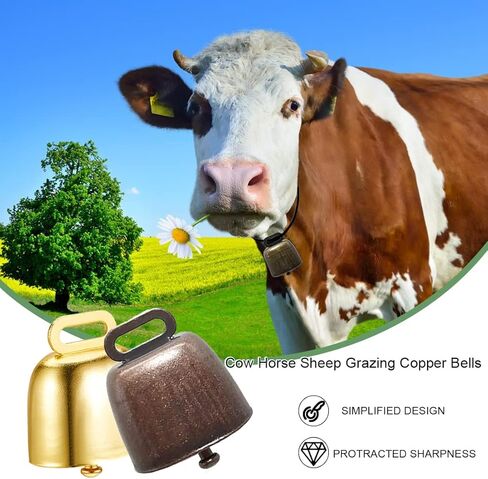 12 قطعة أجراس نحاسية لحصان البقر والأغنام لمسافات طويلة وأجراس الحديد للأغنام والنحاس بصوت عالٍ من النحاس البرونزي، سلسلة من خيوط القنب للبقرة، وأغنام الحصان، وديكور الكريسماس in Kuwait