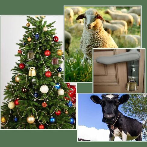 12 قطعة أجراس نحاسية لحصان البقر والأغنام لمسافات طويلة وأجراس الحديد للأغنام والنحاس بصوت عالٍ من النحاس البرونزي، سلسلة من خيوط القنب للبقرة، وأغنام الحصان، وديكور الكريسماس in Kuwait