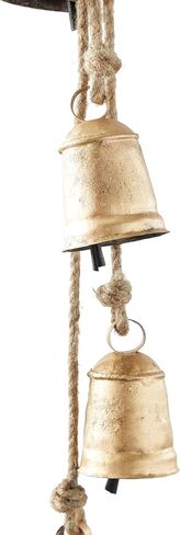 Deco 79 Metal Handmade Decorative Cow Bells Tibetan Inspired with 4 Bells on Jute Hanging Rope, 4" x 3" x 29", Red in Saudi Arabia