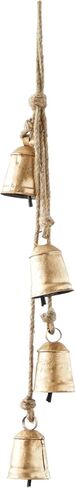 Deco 79 Metal Handmade Decorative Cow Bells Tibetan Inspired with 4 Bells on Jute Hanging Rope, 4" x 3" x 29", Red in Saudi Arabia