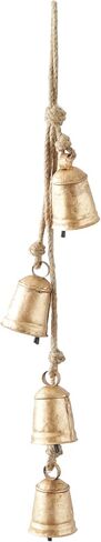 Deco 79 Metal Handmade Decorative Cow Bells Tibetan Inspired with 4 Bells on Jute Hanging Rope, 4" x 3" x 29", Red in Saudi Arabia