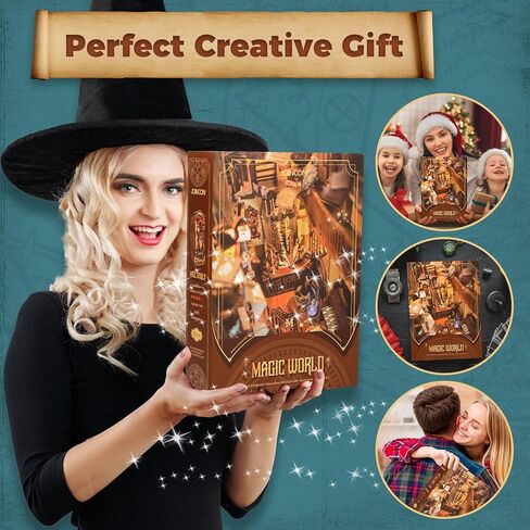 DIY Book Nook Kit, 3D Wooden Puzzle Booknook, Decorative Bookend, Bookshelf Insert Decor Alley with Furniture and LED Light for Birthday Home Desk Décor (Cherry Blossom Alley) in Kuwait