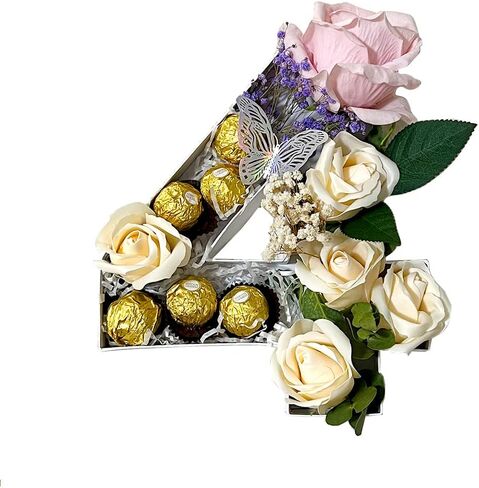 10"Cardboard Number Mache Chocolate Covered Strawberries Fillable Sweets Candy Container Box (White, 0) in Saudi Arabia