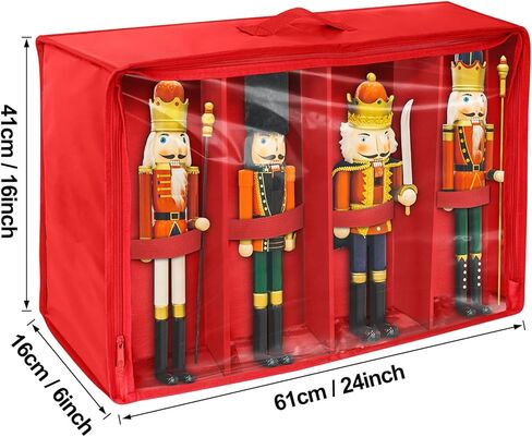 صندوق تخزين تماثيل عيد الميلاد من ديماو لكسارة البندق، حاوية تخزين لكسارة البندق، يحمل 4 تماثيل تصل إلى 16 بوصة صندوق تخزين ملحقات عيد الميلاد قابل للطي in Kuwait