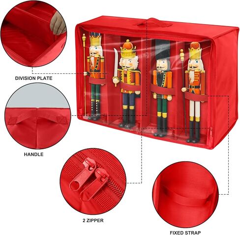 صندوق تخزين تماثيل عيد الميلاد من ديماو لكسارة البندق، حاوية تخزين لكسارة البندق، يحمل 4 تماثيل تصل إلى 16 بوصة صندوق تخزين ملحقات عيد الميلاد قابل للطي in Kuwait