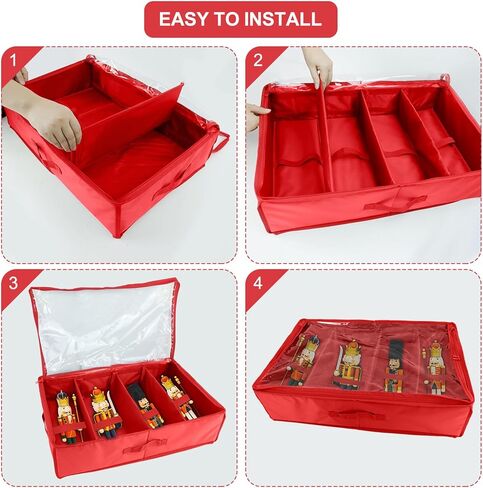 صندوق تخزين تماثيل عيد الميلاد من ديماو لكسارة البندق، حاوية تخزين لكسارة البندق، يحمل 4 تماثيل تصل إلى 16 بوصة صندوق تخزين ملحقات عيد الميلاد قابل للطي in Kuwait