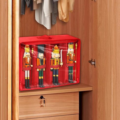 صندوق تخزين تماثيل عيد الميلاد من ديماو لكسارة البندق، حاوية تخزين لكسارة البندق، يحمل 4 تماثيل تصل إلى 16 بوصة صندوق تخزين ملحقات عيد الميلاد قابل للطي in Kuwait