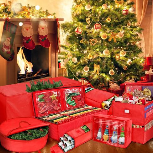 صندوق تخزين تماثيل عيد الميلاد من ديماو لكسارة البندق، حاوية تخزين لكسارة البندق، يحمل 4 تماثيل تصل إلى 16 بوصة صندوق تخزين ملحقات عيد الميلاد قابل للطي in Kuwait