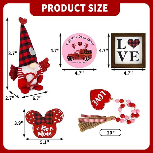 KnomeKo Valentines Day Tiered Tray Decor Valentines Cupid Gnome Plush Decorations for Home New Year Farmhouse Valentines Centerpieces Decor Valentine Love Signs Decor Valentines Day Gift in Saudi Arabia