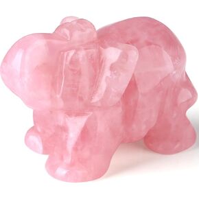 QINJIEJIE Amethyst Elephant Crystals Healing Stones Crystal Decor Pocket Figurine Statue Cute Purple Hand Carved Polished Natural Gemstone Office Desk Meditation Spiritual Gift for Women Men