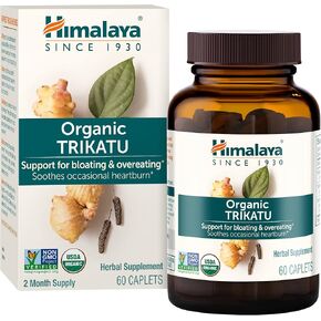 Himalaya Organic Trikatu، مكمل عشبي لحرقة المعدة العرضية، دعم الجهاز الهضمي، الغازات، الانتفاخ، الإفراط في تناول الطعام، الزنجبيل، الفلفل الأسود، غير معدل وراثيًا، عضوي من وزارة الزراعة الأمريكية، نباتي، 60 كبسولة نباتية in Kuwait