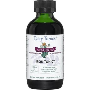 Vitanica Iron Tonic, Liquid Iron Supplement, Red Blood Cell Support, Vegan, 4 Ounce