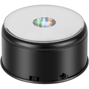 حامل عرض دوار من IFOLAINA مزود بإضاءة LED ومنصة تيرنر بقاعدة دوارة ملونة لوعاء كأس بهلوان كريستال صور مكعب فن زجاجي in Kuwait