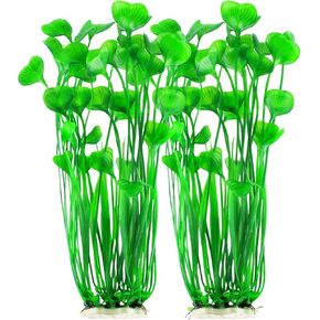 MyLifeUNIT Plastic Fish Tank Plants, 2 Pack Artificial Tall Aquarium Plants for Fish Tank Decor, 15.75 Inches (Green)