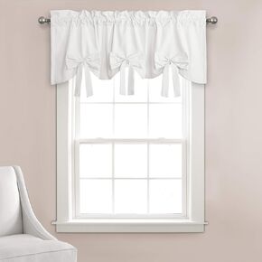 Lush Decor, 18" x 52", Blush Melody Bow Window Curtain Valance, 2" Header