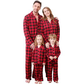 CARETOO Matching Family Pajamas Sets Long Sleeve Christmas Reindeer Plaid Pjs Striped Kids Holiday Sleepwear Homewear