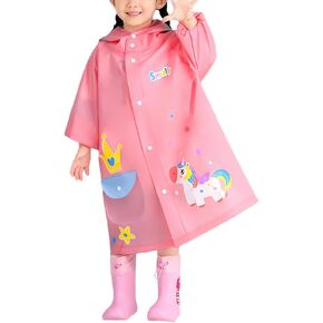 HSTiSan Kids Hooded Raincoat Waterproof Outdoors Rain Suit Student Transparent Rain Poncho Jacket Windbreaker for Boys Girls in Saudi Arabia