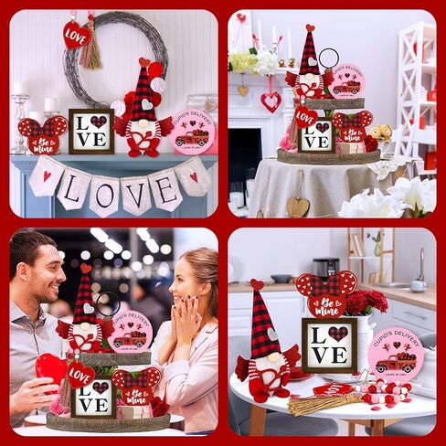KnomeKo Valentines Day Tiered Tray Decor Valentines Cupid Gnome Plush Decorations for Home New Year Farmhouse Valentines Centerpieces Decor Valentine Love Signs Decor Valentines Day Gift in Saudi Arabia