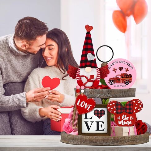 KnomeKo Valentines Day Tiered Tray Decor Valentines Cupid Gnome Plush Decorations for Home New Year Farmhouse Valentines Centerpieces Decor Valentine Love Signs Decor Valentines Day Gift in Saudi Arabia